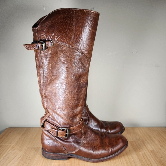 FRYE Women's Phillips Riding Boot Size 7.5 Leather Tall Western Pull On Campus - Picture 2 of 14